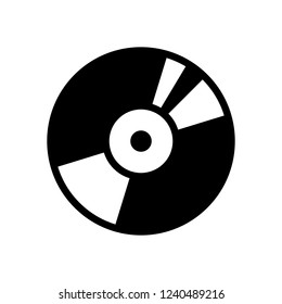 Vintage vinyl, audio disc, dj player. Simple icon, music logo. Black icon on white background