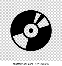 Vintage vinyl, audio disc, dj player. Simple icon, music logo. Black symbol on transparent background