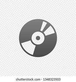 Vintage vinyl, audio disc, dj player. Simple icon, music logo. On grid background