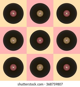 Vintage vinyl back pattern pop-art