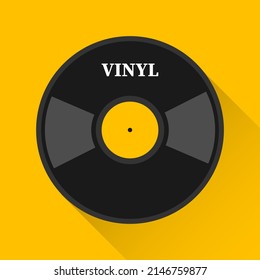 Vintage vinyl black record on a white background. Musical vinyl record icon. Vector illustration. Vector.