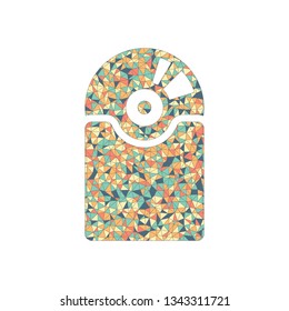 Vintage vinyl and cover, audio disc, music album. Simple icon. Colored mosaic with polygons