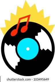 Vintage vinyl music album with sunburst