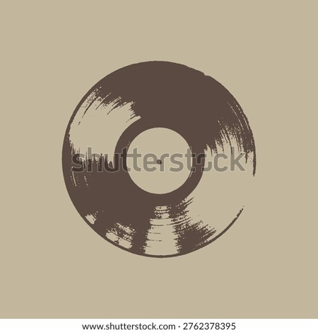 Vintage Vinyl Record with Circular Grooves Detailed Illustration