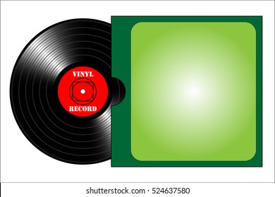 Vintage vinyl record with cover. Vector illustration, EPS10