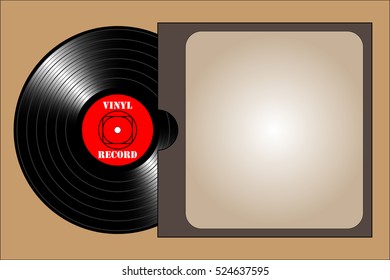 Vintage vinyl record with cover. Vector illustration, EPS10