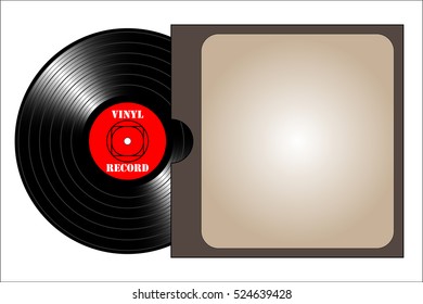 Vintage vinyl record with cover. Vector illustration, EPS10