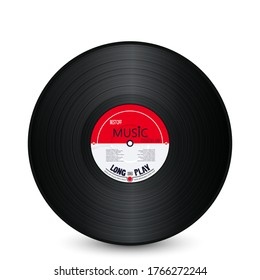 Vintage vinyl record, editable vector template over white background