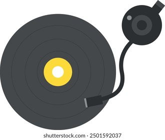 Vintage vinyl record with needle arm.