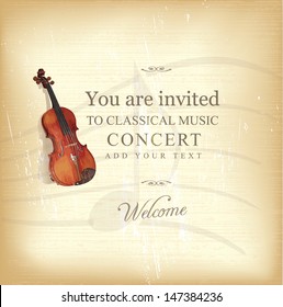 Vintage Viola Concert Invitation