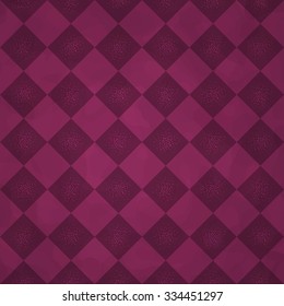 Vintage violet grunge background with watercolor effect. Retro wallpaper with rhombuses.