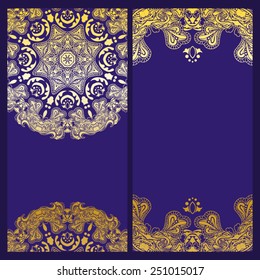 Vintage violet invitation or greeting card. Vector illustration.