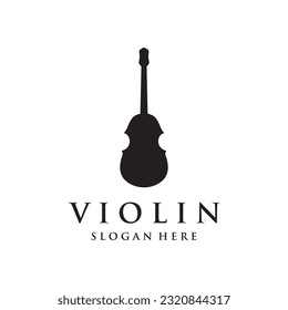 Vintage violin musical instrument logo design and violin plucking instrument with vector illustration.