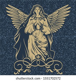 Vintage Virgin Mary Vector Illustration