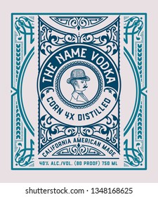 Vintage vodka label for packing. Vector layered
