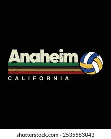 Vintage Volleyball Anaheim City Retro Stripes design