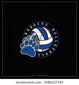 Vintage Volleyball, Volleyball, Ball, Sports ball, Ball, Team, Player, Badger, Badger Paw, Sports Ball, Paw Print, Claw, Sport