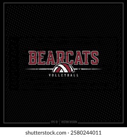 Vintage Volleyball, Volleyball, Ball, Team, Sport, Sports Team, Ball, Player, Bearcat, Mascot, Sport, Vector