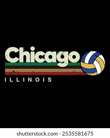 Vintage Voleibol Chicago City Retro Stripes cortar arquivo.