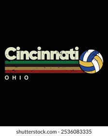 Vintage Voleibol Cincinnati City Retro Listras