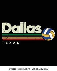 Vintage Volleyball Dallas City Retro Streifen Design