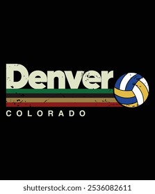 Antiguas Volleyball Denver City Retro Stripes archivo eps.