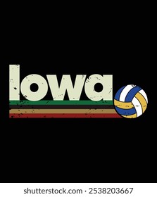 Vintage Volleyball Iowa City Retro Stripes