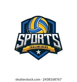 Vintage logotipo de voleibol, logotipo de club de voleibol, vector de icono de logotipo de bola