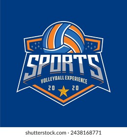 Vintage Volleyball logo, volley club logo, ball logo icon vector