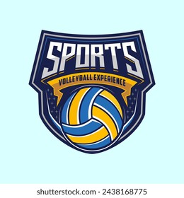 Vintage Volleyball logo, volley club logo, ball logo icon vector