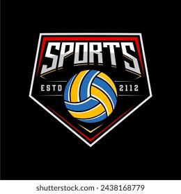 Vintage Volleyball logo, volley club logo, ball logo icon vector