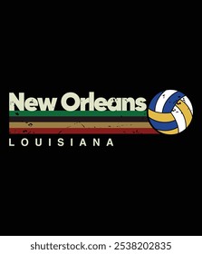 Vintage Volleyball New Orleans City Retro Stripes