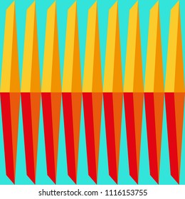 vintage volumetric texture with triangles in blue yellow and orange colors vector