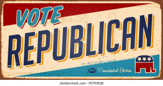 Vintage Vote Republican metal sign - Vector EPS10. Grunge effects can be easily removed.