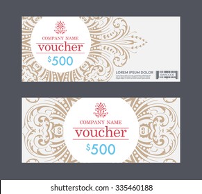 vintage voucher, See the priceless gift vouchers that were created on the pattern beautiful, elegant and graceful delicacy of design, the card is suitable to give as gifts or celebration.