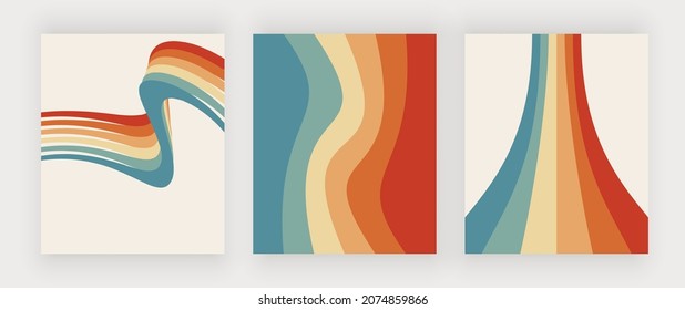Vintage wall art prints with colorful geometric shapes