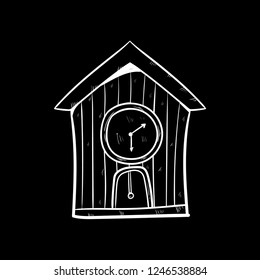 vintage wall clock doodle flat black