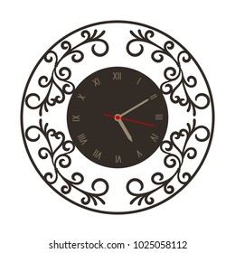 Vintage wall clock isolated on white background, vector illustration