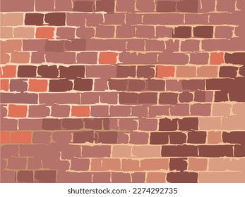 Vintage wall vector background in brown colors. Brick wall.