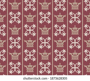 Vintage wallpaper background, royal pattern on purple red. Pattern for a seamless texture. Perfect for fabrics, covers, posters, home decor or wallpaper. Vector background image