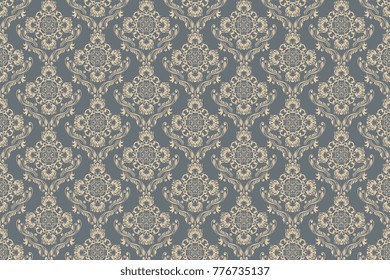 Vintage wallpaper pattern. Floral ornament on background. Seamless ornament on background