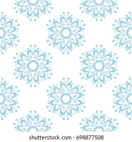 Vintage wallpaper seamless pattern. Blue and white ornamental floral background. Vector illustration