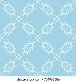 Vintage wallpaper seamless pattern. Blue and white ornamental floral background. Vector illustration