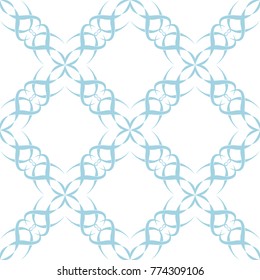 Vintage wallpaper seamless pattern. Blue and white ornamental floral background. Vector illustration
