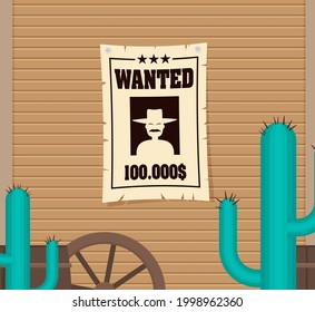 Vintage wanted poster flat vector