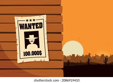 Vintage wanted poster flat vector