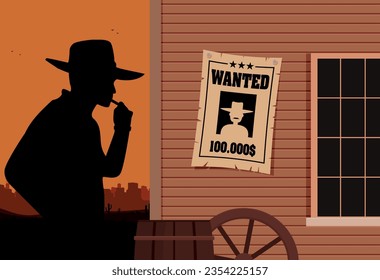 Vintage wanted poster flat vector