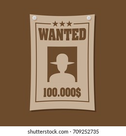 Vintage wanted poster flat vector