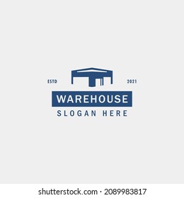 vintage warehouse logo vector design template with flat, modern and unique styles. modern factory logo vector design illustration isolated on white background. 