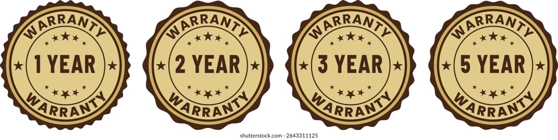 Emblemas de garantia vintage 1-5 anos | Utilização em embalagens de produtos, rótulos, frentes de loja de comércio eletrônico